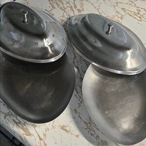Sleek Vintage Silver Oval Serving Dishes